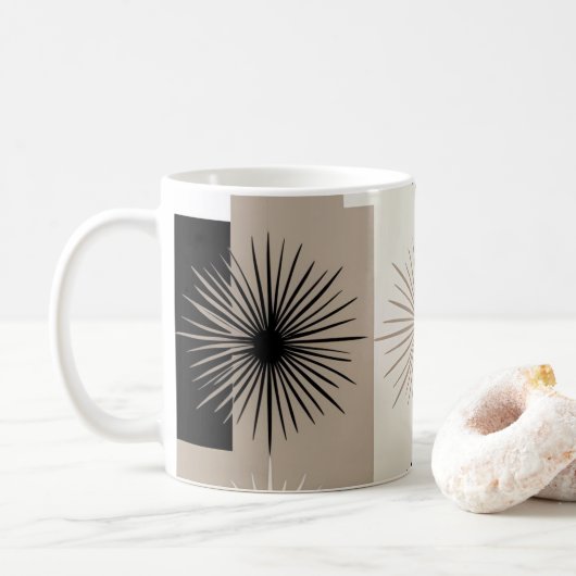 Sternexplosion Minimalistisches Design Beige Schwa Kaffeetasse (Mit Donut)