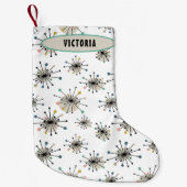 Sternexplosion mit Namen Mitte Jahrhundert Moderne Kleiner Weihnachtsstrumpf (Vorderseite)