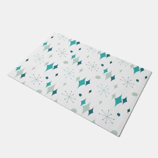 Sternexplosion Mitte Jahrhundert Modernes Muster A Fußmatte (Schrägansicht)