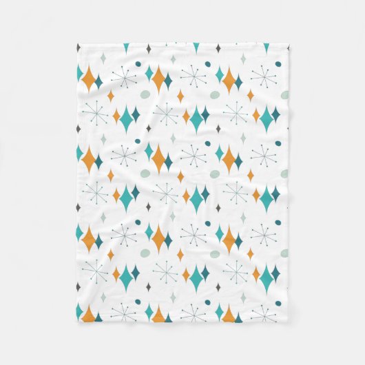 Sternexplosion Mitte Jahrhundert Modernes Muster Fleecedecke (Vorderseite)