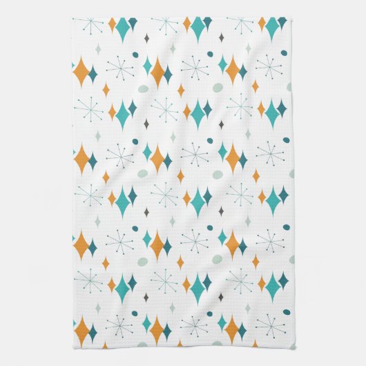 Sternexplosion Mitte Jahrhundert Modernes Muster Geschirrtuch (Vertikal)