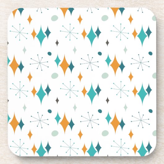 Sternexplosion Mitte Jahrhundert Modernes Muster Getränkeuntersetzer (Vorderseite)