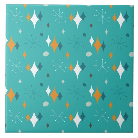 Sternexplosion Mitte Jahrhundert Modernes Muster i Fliese (Vorderseite)