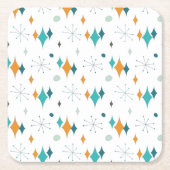 Sternexplosion Mitte Jahrhundert Modernes Muster Rechteckiger Pappuntersetzer (Vorderseite)