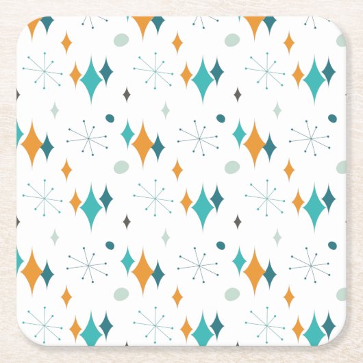 Sternexplosion Mitte Jahrhundert Modernes Muster Rechteckiger Pappuntersetzer (Vorderseite)