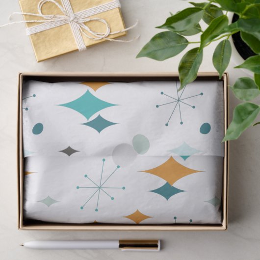 Sternexplosion Mitte Jahrhundert Modernes Muster Seidenpapier (Geschenk)