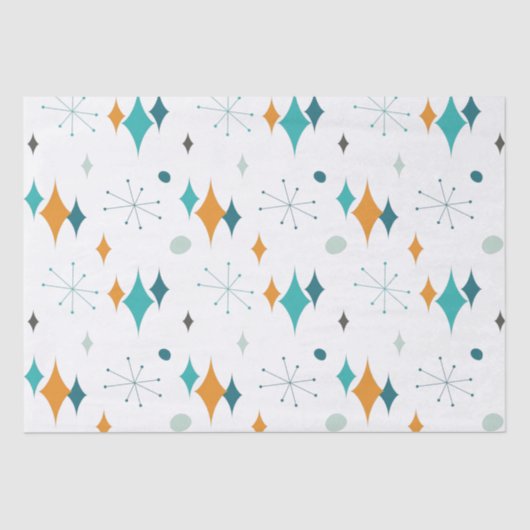 Sternexplosion Mitte Jahrhundert Modernes Muster Seidenpapier (Vorderseite)