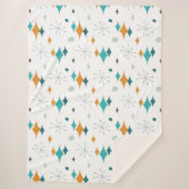 Sternexplosion Mitte Jahrhundert Modernes Muster Sherpadecke (Vorderseite)