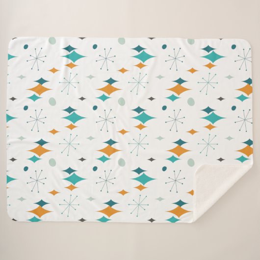 Sternexplosion Mitte Jahrhundert Modernes Muster Sherpadecke (Vorderseite (Horizontal))