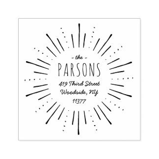 Sternexplosion Monogram Address Briefmarke Gummistempel