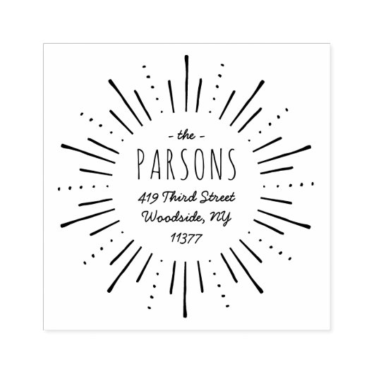 Sternexplosion Monogram Address Briefmarke Gummistempel (Prägung)