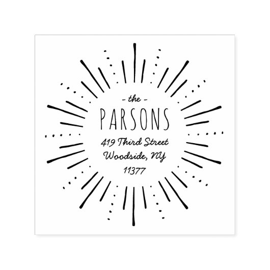 Sternexplosion Monogram Address Briefmarke Permastempel (Design)