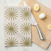 Sternexplosion Muster Gold & Linen Weiß Geschirrtuch (Viertel Falte)