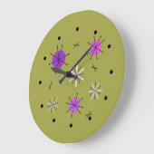 Sternexplosion Planeten der Atomzeit Grün Große Wanduhr (Winkel)