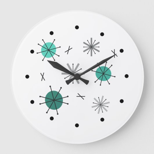 Sternexplosion Planets Turquoise Große Wanduhr (Vorderseite)