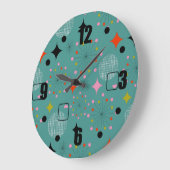 Sternexplosion-Retro-Design-Kissen Große Wanduhr (Winkel)