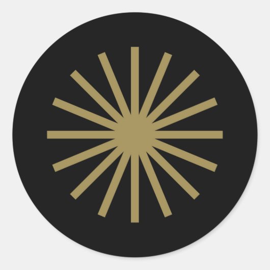 Sternexplosion Schwarz und Gold Runder Aufkleber (Vorderseite)