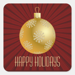 Sternexplosion Streifen Ornament Sticker, Rot & Go Quadratischer Aufkleber