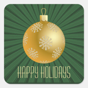 Sternexplosion Streifen Ornamente Aufkleber, grün Quadratischer Aufkleber