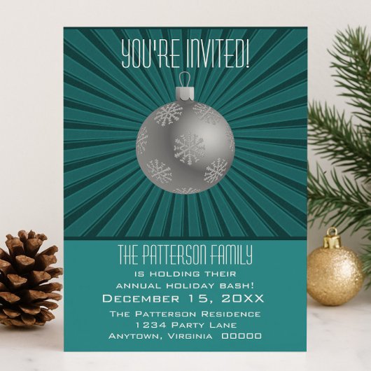 Sternexplosion Stripes Ornament Festlichkeit, Aqua Einladung