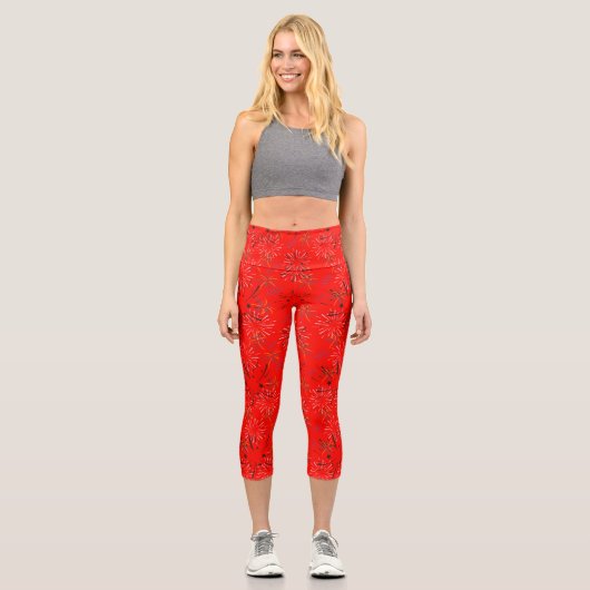 Sternexplosion über Candy Apple Pattern Yoga Capri Leggings (Vorderseite)