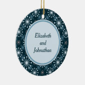 Sternexplosion und Linien Mitte Jahrhundert Blau Keramikornament (Rechts)