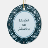 Sternexplosion und Linien Mitte Jahrhundert Blau Keramikornament (Links)