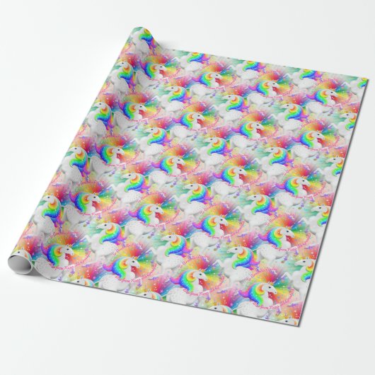 Sternexplosion Unicorn Princess Rainbow Geschenkpapier (Ungerollt)