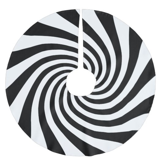 Sternexplosion Weiß und Schwarz Twirl Polyester Weihnachtsbaumdecke (Vorderseite)