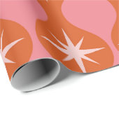 Sternexplosionen aus dem Mittelalter auf Orange-ro Geschenkpapier (Rolleneckpunkt)