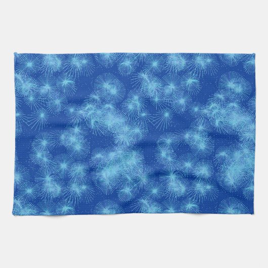 Sternexplosionen aus Eiskristall, blauer Hintergru Geschirrtuch (Horizontal)