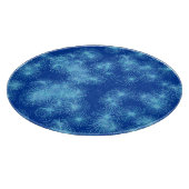 Sternexplosionen aus Eiskristall, blauer Hintergru Schneidebrett (Ecke)