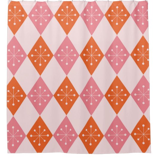 Sternexplosionen des Mittelalters auf Orange Pink  Duschvorhang (Vorderseite)