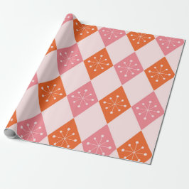 Sternexplosionen des Mittelalters auf Orange Pink  Geschenkpapier