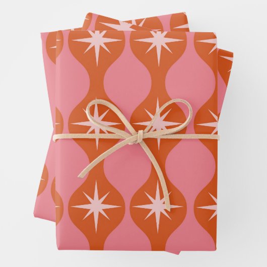 Sternexplosionen des Mittelalters auf Orange Pink Geschenkpapier Set (Beispiel)