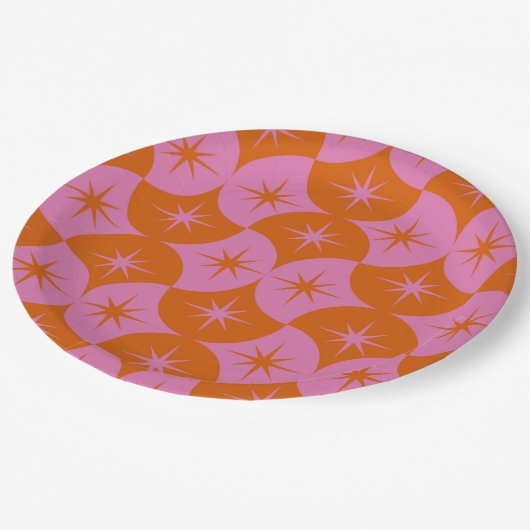 Sternexplosionen des Mittelzentrums auf der rosafa Pappteller (Schrägansicht)