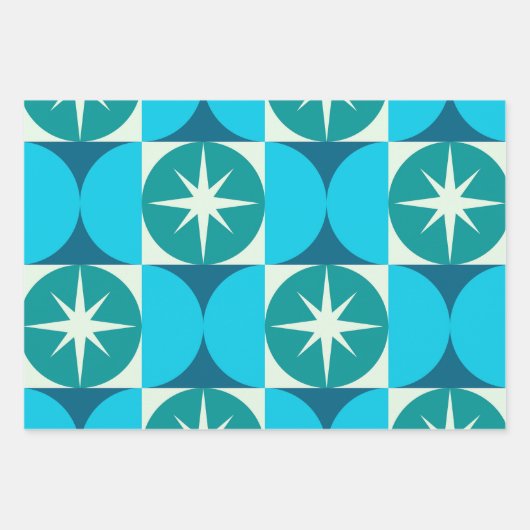 Sternexplosionen des mittleren Jahrhunderts auf bl Geschenkpapier Set (Vorderseite)