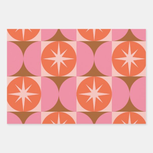 Sternexplosionen des mittleren Jahrhunderts auf ro Geschenkpapier Set (Vorderseite)