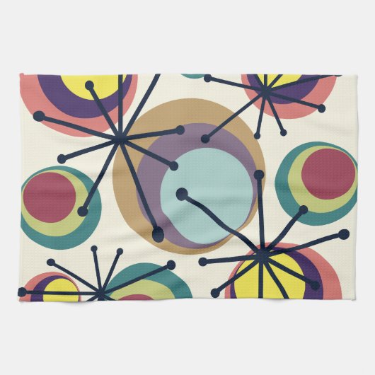 Sternexplosionen des mittleren Jahrhunderts farben Geschirrtuch (Horizontal)