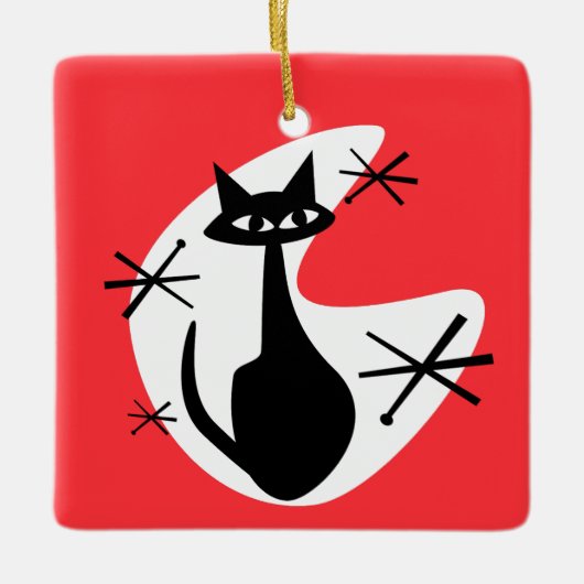 Sternexplosionen Katzenkatze im Atomalter CUSTOM F Keramikornament (Vorderseite)