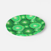 Sternexplosionen und Felgen, dunkelkieferngrün Pappteller (Schrägansicht)