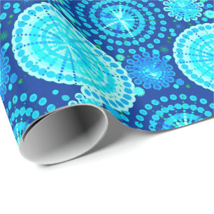 Sternexplosionen und Pinräder, Kobaltblau und Aqua Geschenkpapier