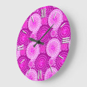 Sternexplosionen und Zahnräder, Amethyst lila Große Wanduhr (Winkel)