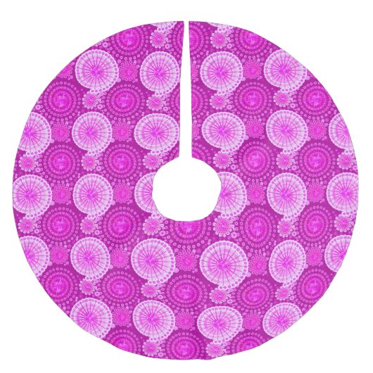 Sternexplosionen und Zahnräder, Amethyst lila Polyester Weihnachtsbaumdecke (Vorderseite)