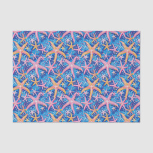 Sternfisch-Muster Rosa und Blau Decoupage Seidenpapier