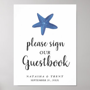 Sternfisch Ocean Wedding Guestbook Sign Poster