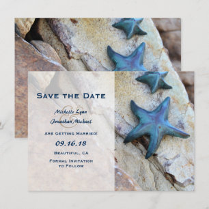 Sternfisch-Strand Felsen Save-the-Date-Hochzeits-E Einladung