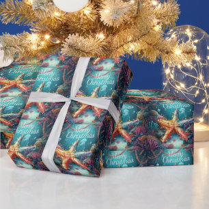 Sternfisch-Unterwasser-Weihnachtsfeier Geschenkpapier