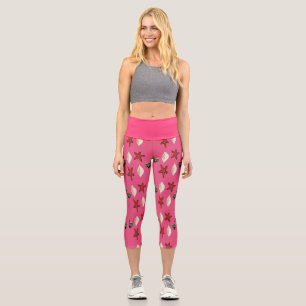 Sternfische und Muscheln rosa Muster Capri Leggings