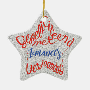 Sternförmiges 'Alles Gute zum Geburtstag' Keramik Ornament